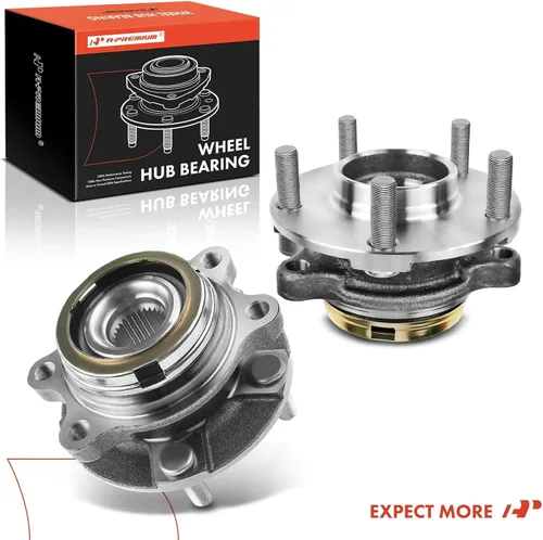 Vista 9 de A-Premium 2 rodamientos de rueda delantera y conjunto de cubo con 5 lengüetas compatibles con Nissan Murano 2003-2007, Quest 2004-2009