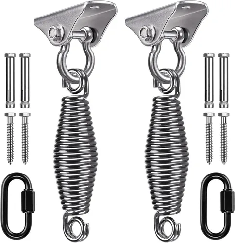Vista 9 de SELEWARE Colgador de columpio de acero inoxidable resistente, ganchos de columpio de montaje en techo, accesorios para columpios de porche, juego