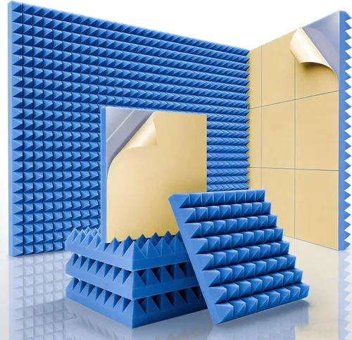 Vista 21 de Sonicism Acoustic Panels Self-Adhesive Pyramid 12 Pack,0.9" X 12" X 12" Sound Proof Foam Panels for walls High Density,Acoustic Wall Panels Fast