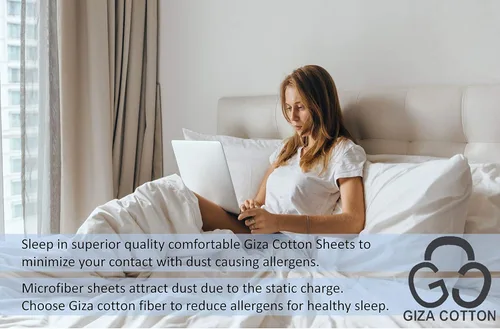 Vista 6 de 100% algodón Giza Egyptian Dreams [4 piezas] juego de sábanas de bolsillo extra profundo de 22 pulgadas, sábanas y fundas de almohada, fibra larga