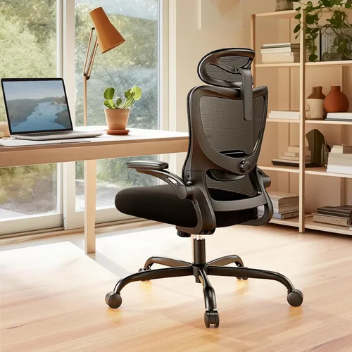 Vista 7 de Marsail - Silla ergonómica de oficina - Silla de escritorio con respaldo alto de malla y soporte lumbar ajustable, silla giratoria con ruedas