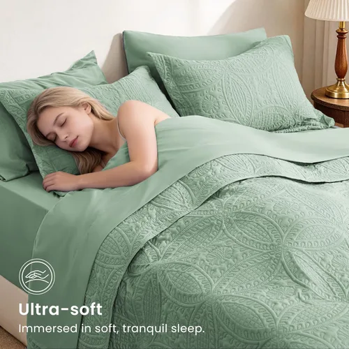 Vista 32 de Edredón de cama tamaño queen Love's cabin, color azul, para cama de verano, de microfibra ligera, estilo moderno, para todas las estaciones, 3