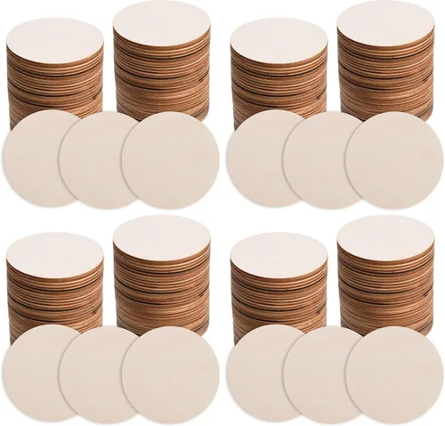 Vista 8 de 100 círculos de madera de 3 pulgadas para manualidades, círculos de madera sin terminar, recortes de disco de madera redondos naturales en blanco