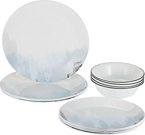 Vista 8 de Corelle Ocean Blues - Vajilla resistente a las roturas y a las roturas para 4 personas, color azul, 12 piezas