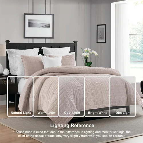 Vista 3 de Swift Home Ligero de gran tamaño, ultra suave, lavado con enzimas, textura arrugada, relleno de mezcla de algodón transpirable, juego de 2 piezas
