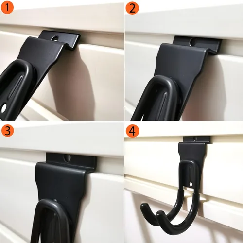 Vista 7 de Accesorios de pared de garaje, ganchos de pared de listones de varios tamaños, accesorio de pared de listones de alta resistencia