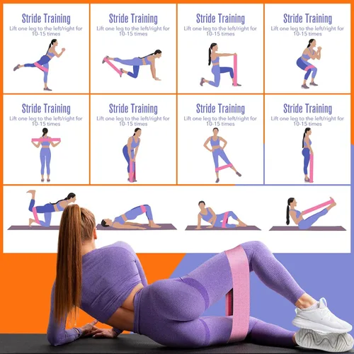 Vista 6 de Booty & Resistance Bands – 3 Level Non-Slip Fabric Exercise Bands for Legs & Glutes, Women & Men, Squats, Hip Thigh Training, Yoga, Pilates, Home