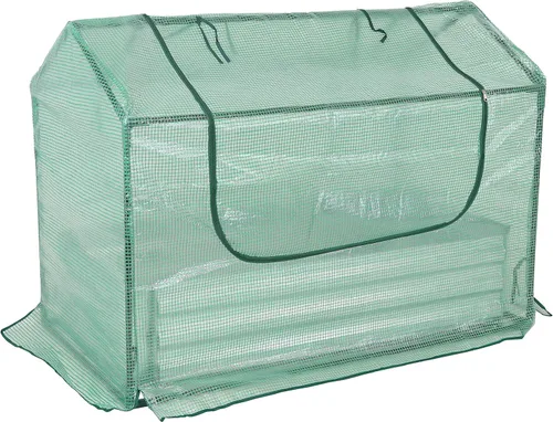 Vista 8 de Sunnydaze Cama de jardín elevada de acero de 4 x 2 pies con mini invernadero, kit de invernadero para exteriores, 2 puertas con cremallera