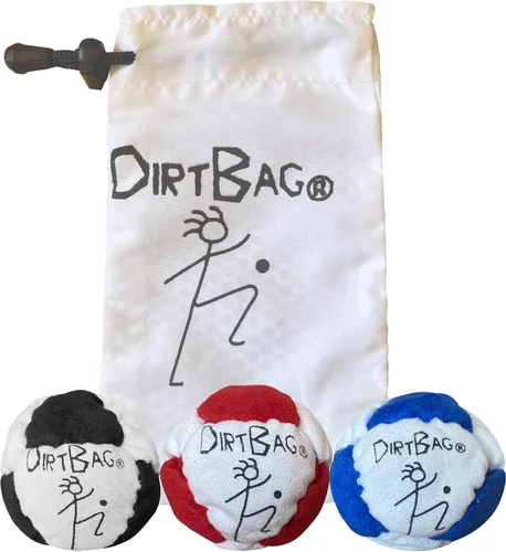 Vista 10 de DIRTBAG Classic Footbag Hacky Sack Paquete de 3 con bolsa, único, juego de bolsas de pies con bolsa de transporte exclusiva.