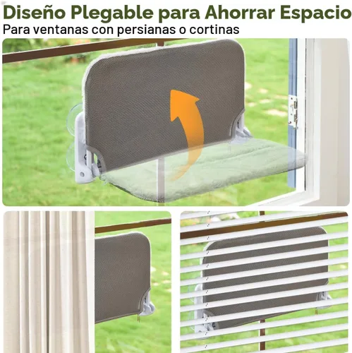 Vista 6 de Zoratoo 2 piezas Percha de ventana para gatos, hamacas para gatos sin cables, plegables, para ventana con marco de metal y funda reversible, grandes