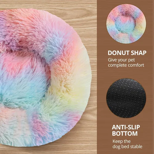 Vista 58 de JOLLYVOGUE Cama Calmante para Perros Pequeños - Cama para Perros Pequeños en Forma de Dona Lavable de 23 Pulgadas para Gatitos y Cachorros, Camas