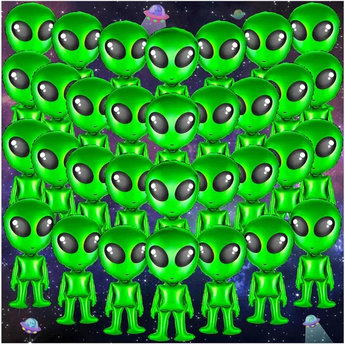 Vista 10 de 8 globos inflables de alienígena verde de 32 pulgadas