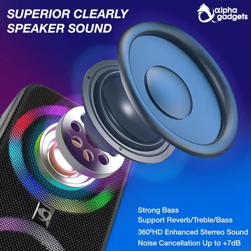 Vista 5 de Máquina de karaoke para adultos y niños con 2 micrófonos inalámbricos, máquina kareokee con Bluetooth y micrófono inalámbrico para adultos, altavoz