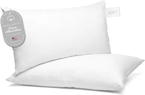 Vista 11 de Digital Decor Juego de 2 almohadas de hotel de lujo 100% algodón, tamaño estándar, hipoalergénicas, refrescantes, alternativas, para dormir, soporte