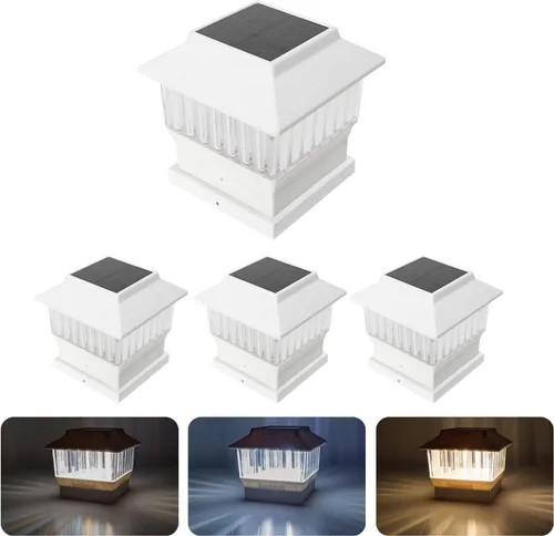 Vista 28 de Luces solares modernas para tapa de poste #1 (se adapta al poste de 4 x 4, nominal 4 x 4 y 6 x 6), 50 lúmenes con tres opciones de temperatura