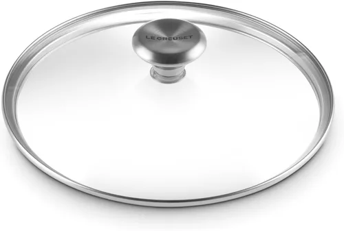 Vista 3 de Le Creuset Tapa de cristal de la firma con perilla de acero inoxidable, 8 pulgadas