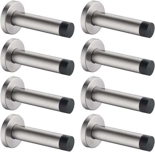 Vista 25 de JQK - Tope para puerta, 304 de acero inoxidable de 1mm de espesor con amortiguación de sonido, tope de puerta con protector de pared de goma, 2