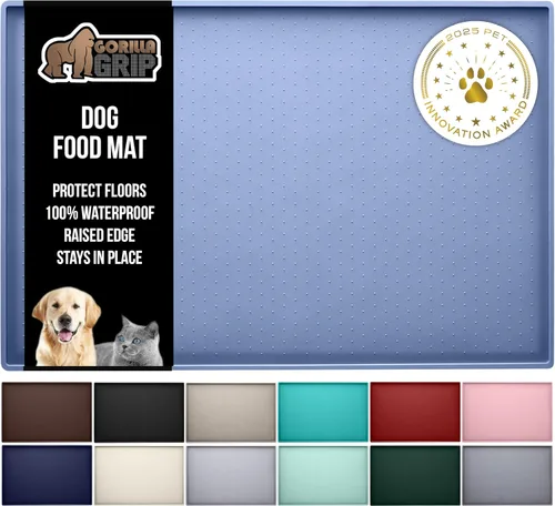 Vista 36 de GORILLA GRIP - Tapete de silicona 100% impermeable con bordes elevados sin BPA para mascotas, tapetes para alimentos de perros y gatos que contienen