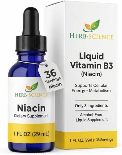 Gotas líquidas de vitamina B3 (niacina), 1 onza líquida (36 porciones) - Suplemento de niacina sin alcohol para energía celular y apoyo al