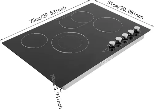 Vista 7 de Electric Cooktop 3 Burners, Built in Radiant Electric Stove Top,2600W Cooktop Stovetop with Sensor Touch Control&Timer,Temperature,9 Heating 4