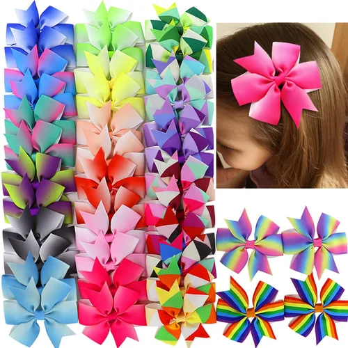 Vista 10 de 60 piezas de broches para el pelo con lazos para bebés: broches de 2 pulgadas totalmente forrados para bebés y niñas (30 pares)