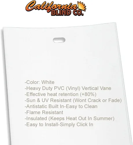 Vista 8 de Láminas de repuesto para persianas verticales, PVC resistente y curvadas (blanco) elige el tamaño y la cantidad (32.5 pulgadas) (2 láminas)