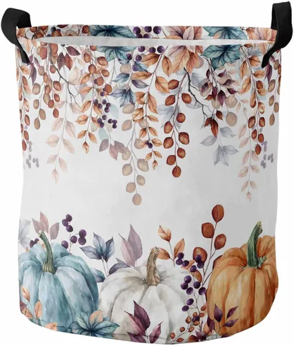 Vista 10 de Cesta de lavandería rosa para Halloween, bolsa plegable con asas fáciles de transportar, pequeña cesta plegable independiente, plegable, Blanco