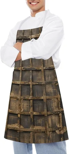 Vista 4 de MUSM Apron for Adults - 27.6 X 31.5 Inch, Heavy-Duty Polyester Aprons with Two Large Pockets, Waterproof Metallic Gold Mesh Kitchen Apron for