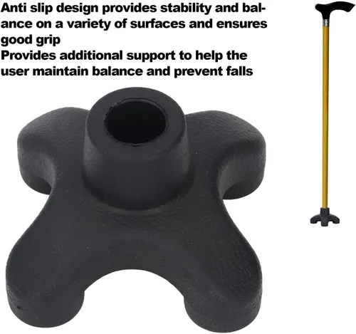 Vista 4 de Pongnas Quad Cane Tips for Stability 4 Prong Self Standing Cane Tip with Non Slip Rubber Base for Canes with 19mm Threaded Shaft Heavy Duty ABS