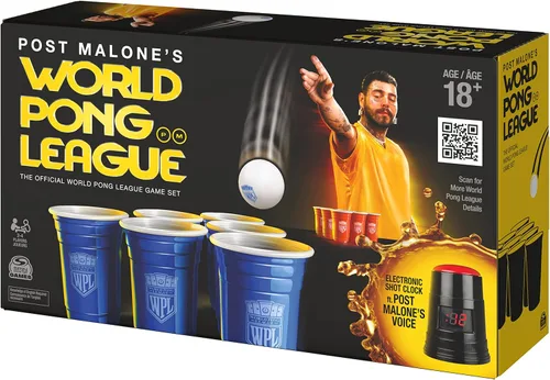 Vista 9 de Post Malone World Pong League Juego de beber cerveza para despedida de soltero juegos al aire libre con vasos de plástico y bolas de ping pong