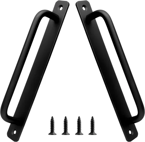 Vista 8 de Piutouyar Juego de 2 manijas de puerta de granero correderas de aleación de aluminio, manija de puerta de 128mm / 5 pulgadas de centro de agujero