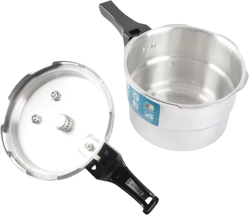 Vista 4 de Olla a presión, olla a presión a prueba de explosiones de 3 litros, gran capacidad, estufa de aluminio, olla de cocción rápida con estante de vapor