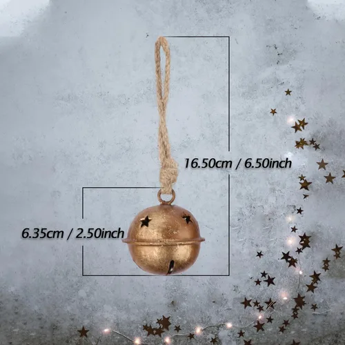 Vista 3 de 5 campanas decorativas de Navidad – Cascabel, trineo, bruja, pequeñas y campanas de vaca para manualidades y decoración del hogar – Adornos rústicos
