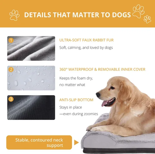 Vista 5 de EGOHOME Camas impermeables para perros grandes, cama ortopédica para perros con almohada para jaula, cama de espuma viscoelástica para mascotas