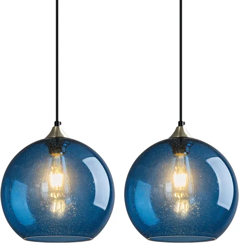 Vista 39 de Luces colgantes de vidrio marrón claro, lámpara colgante de globo de isla de cocina, lámparas colgantes modernas para dormitorio, sala de estar