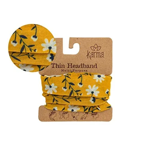 Vista 6 de Karma - Diadema floral para mujer, fina, diadema de tela y bufanda elástica para el cabello, rosaverde azulado