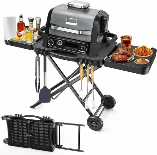 Mesa de Parrilla Plegable para Interior Portátil Compatible con Parrilla de Madera al Aire Libre Ninja (Serie OG701 OG850 OG951), Espacio Grande de