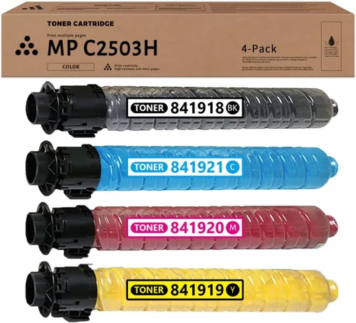 MP C2503 / C2003 - Cartuchos de tóner (4 unidades, BK/C/M/Y) - MP C2503H alto rendimiento Toner 841918 841921 841920 841919 repuesto para Ricoh MP