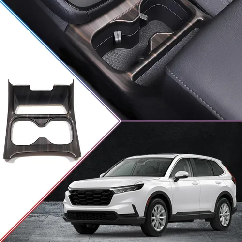 Vista 5 de para Honda CRV CR-V 2023 2024 2025 2026 - Cubierta de panel para portavasos de consola central de madera con veta de ABS - Accesorios