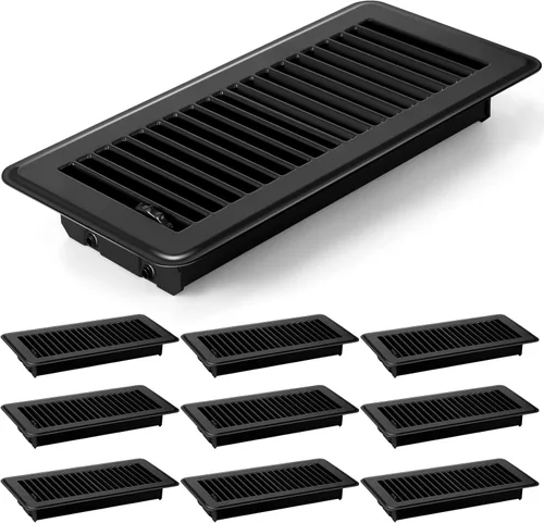 Vista 18 de 2 piezas de cubiertas de ventilación de piso de 4 x 10 pulgadas, registro de piso resistente, cubiertas de ventilación de calor de metal con acabado