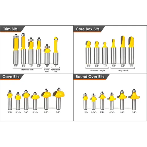 Vista 4 de Juego de brocas de router de 1/2 pulgada de vástago - BAIDETS Kit profesional de 70 piezas de brocas de carburo de 1/2 pulgada para carpintería