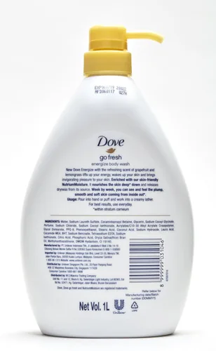 Vista 2 de Dove Go Fresh Energize Gel de baño, aroma a pomelo y citronela, 33.8 onzas (1 litro) versión internacional