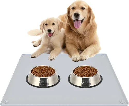 Vista 10 de TidyFriend Tapete para Comida de Mascotas - 24" x 24", Bandeja para Mascotas para Comida y Agua, Tapete de Silicona para Perros, Tapete