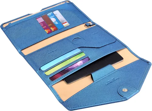 Vista 3 de Zoppen - Billetera de viaje con bloqueo RFID multiusos (Ver.4) Portatarjetas de pasaporte y vacunas, organizador de documentos de tres pliegues