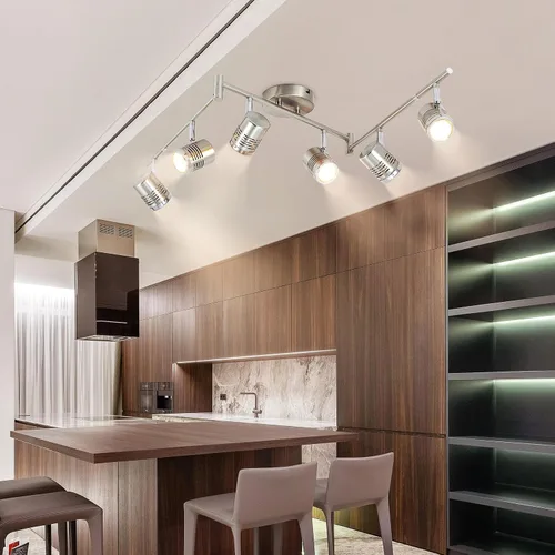 Vista 9 de DLLT - Accesorios de iluminación de pista de 6 luces, brazo oscilante, luz de techo de cocina, iluminación de riel plegable de montaje empotrado
