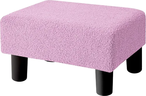 Vista 8 de BRIAN & DANY Taburete pequeño para pies, taburetes de lino con patas, reposapiés pequeño estable para sala de estar, beige