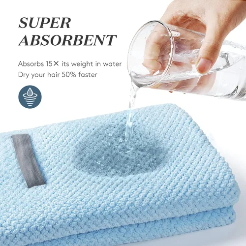 Vista 6 de YFONG Toalla Envolvente Grande para Cabello para Mujeres, Toalla de Cabello de Microfibra Súper Absorbente para Cabello Rizado, Turbantes de Cabello