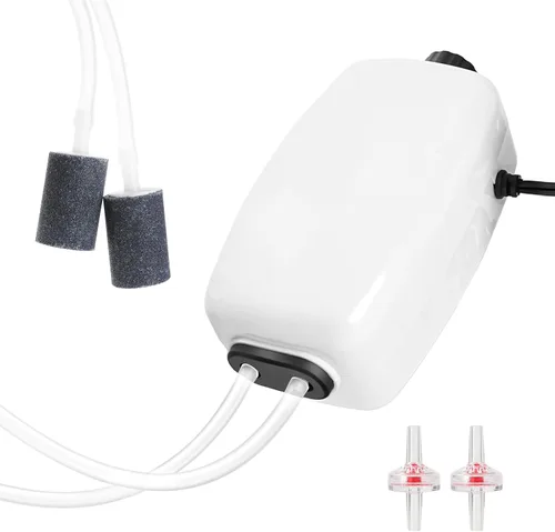 Vista 8 de Bomba de aire para acuario AQUANEAT para tanque de 20-210 galones, burbujeador de aire para peces, aireador de oxígeno hidropónico ajustable