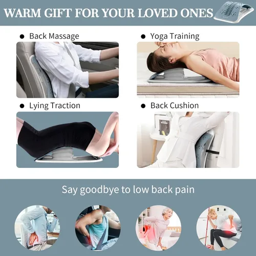 Vista 7 de Camilla de espalda para aliviar el dolor de espalda baja, tablero de apoyo lumbar regulado inflable, galleta ergonómica de espalda con puntos