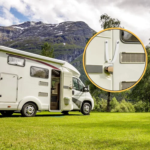 Vista 7 de 2 correas para puerta de caravana con 4 broches de botón de 18 pulgadas, correa de puerta corrediza para cámper RV con correa de escalera de barco a